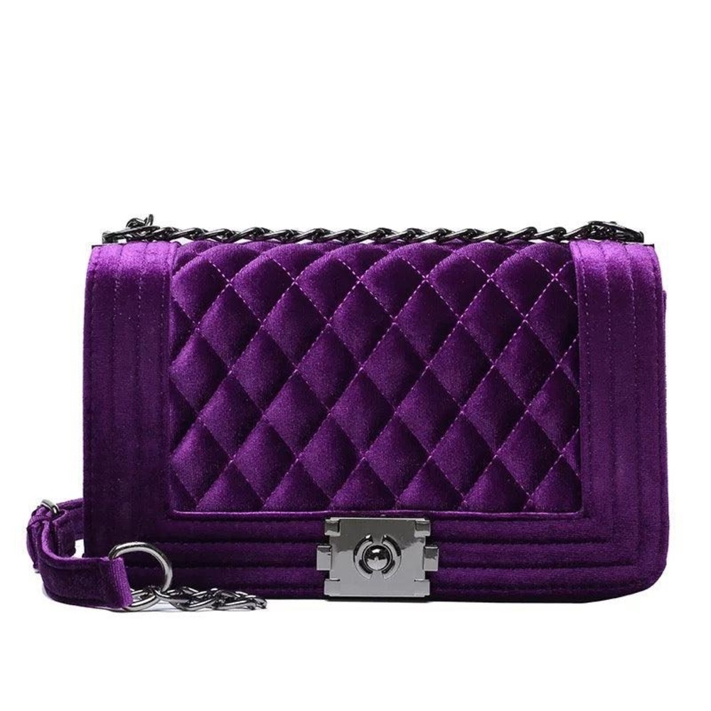 Purple Velvet Classy Handbag